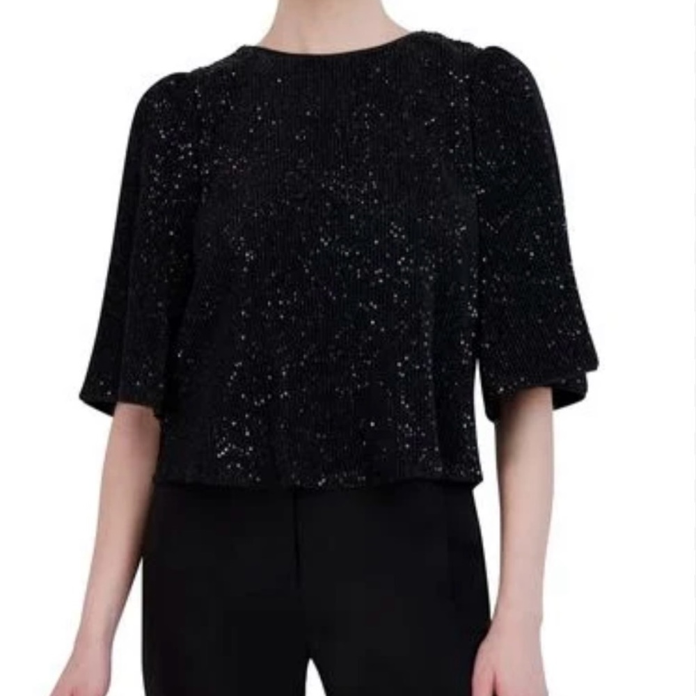 BCBGMaxAzria Black Sparkle Blouse